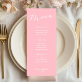 Simple Minimalist Light Pink Menu Card 