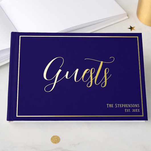 Simple Minimalist Navy Blue Formal Gold