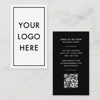 Simple Minimalist QR Code Border Frame Vertical Visitekaartje