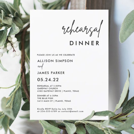 Simple Minimalist Rehearsal Dinner Invitation