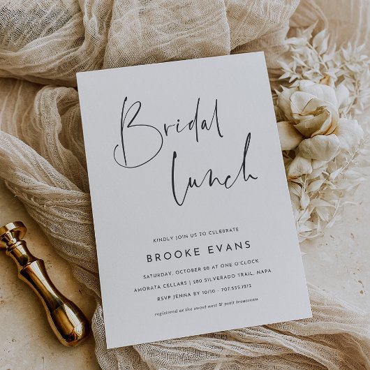 Simple Minimalist Script Bridal Lunch Kaart