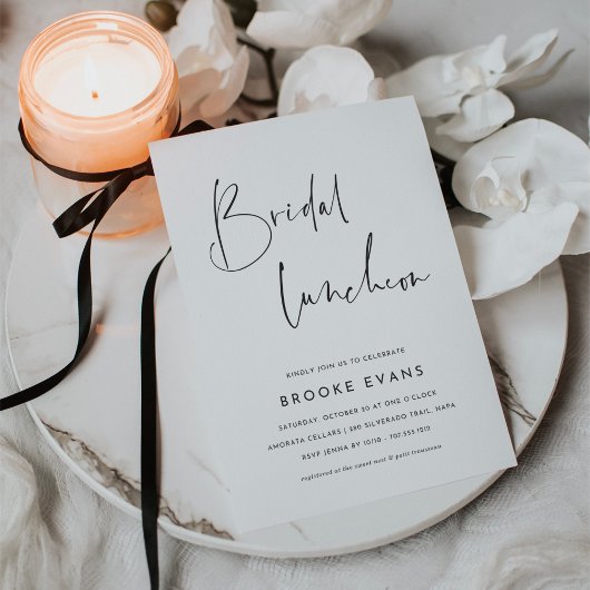 Simple Minimalist Script Bridal Luncheon Kaart