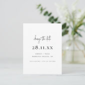 Simple Minimalist Script Font Wijzig de datum Aankondigingskaart (Staand voorkant)