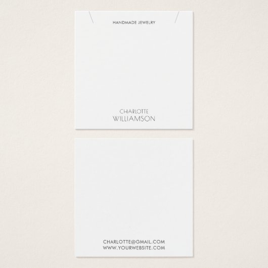Simple Minimalist Typography Jewelry Display Card (Devant & derrière)