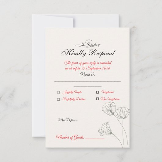 Simple Minimalist Wedding RSVP Card (Devant)