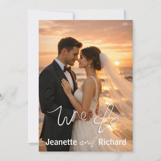 Simple Minimalist Wedding Sunset Beach Flat Card (Voorkant)