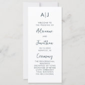 Simple minimaliste Bleu Mariage programme de cérém (Devant)