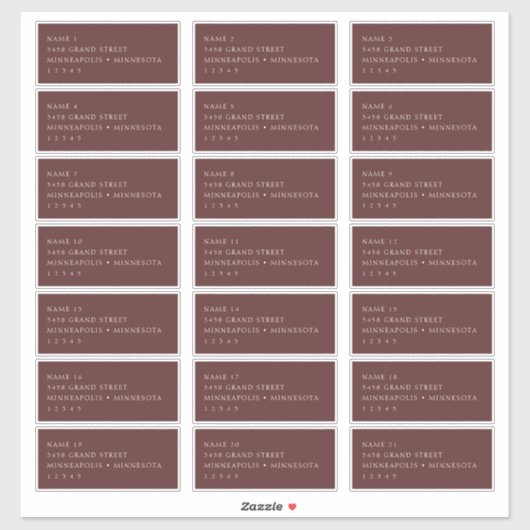 Simple minimaliste Bourgogne Étiquettes de adresse (Feuille)