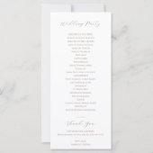 Simple minimaliste Brown Élégant Mariage Programme (Dos)