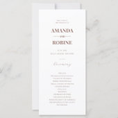 Simple minimaliste Brown Élégant Mariage Programme (Devant)