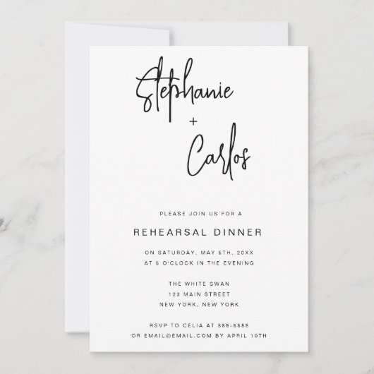 Simple Minimaliste Chic Rehearer Dîner Invitation (Devant)