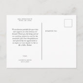 Simple minimaliste classique merci carte postale (Dos)