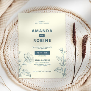 Simple minimaliste Faire-part de mariage florale b