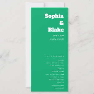 Simple minimaliste Jade Green Wedding Programme