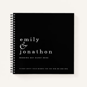 Simple minimaliste Livre d'hôtes Mariage noir blan