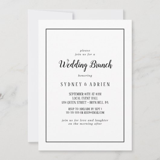 Simple minimaliste Mariage Brunch Frame Invitation (Devant)