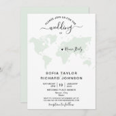 Simple minimaliste Mariage Destination Monde Carte (Devant / Derrière)