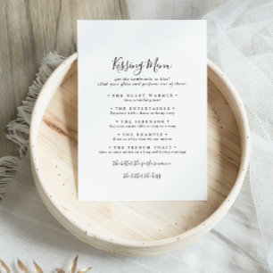 Simple minimaliste Mariage Kissing Menu Carte de j