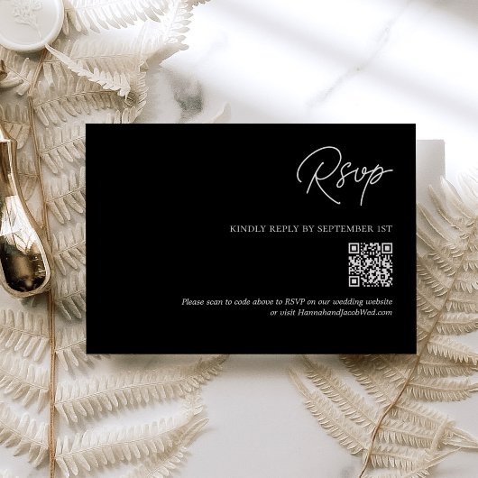 Simple minimaliste Mariage noir QR Code RSVP