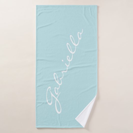 Simple minimaliste Nom de script Pastel Aqua perso (Serviette de bain)