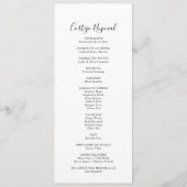 Simple minimaliste programme de mariage espagnol (Dos)