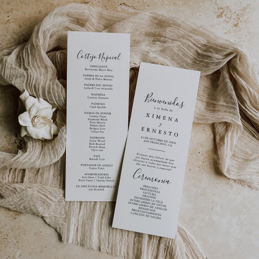 Simple minimaliste programme de mariage espagnol