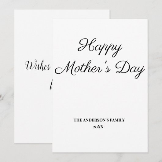 simple minimum ajouter votre carte de jour mère te (Devant / Derrière)