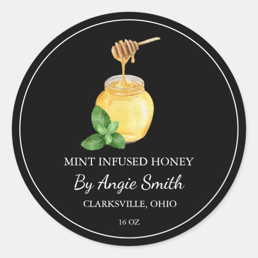 Simple Mint Infused Honey Label (Voorkant)