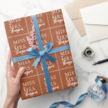 Simple Mlle à Mme Terracotta Fête des mariées<br><div class="desc">Conçu pour correspondre à notre collection botanique rustique. Surprenez la future mariée avec un papier d'emballage personnalisé. Le design est simple,  avec un en-tête qui dit miss à mrs enfermé par deux carrés</div>
