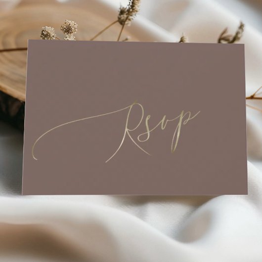 Simple Mocha Brown Wedding RSVP