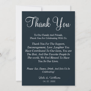 Simple modèle de remerciement de mariage bleu mari