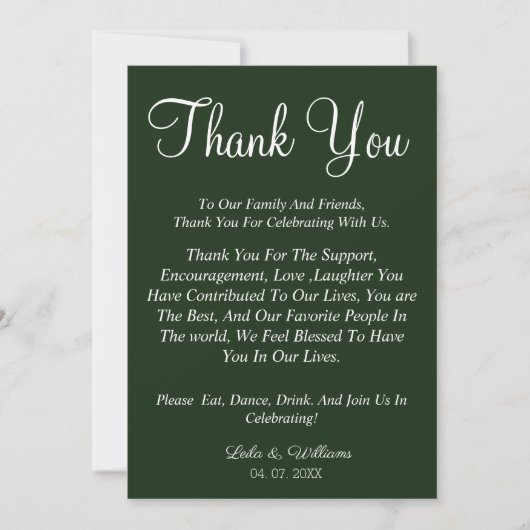 Simple modèle vert émeraude merci mariage (Devant)