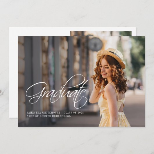 Simple Modern 2 Photo Faire-part de graduation (Devant / Derrière)