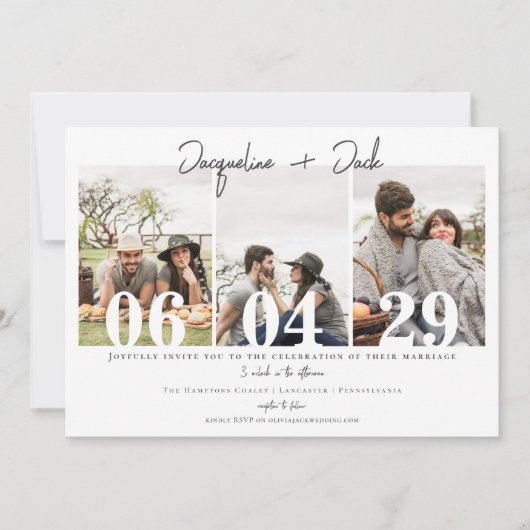 Simple Modern 3 Mariage photo site web Invitation (Devant)