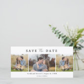 Simple Modern 3 Photo Wedding Save the Date (Debout devant)