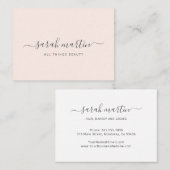 Simple Modern Beauty Salon Blush Pink Elegant Visitekaartje (Voorkant / Achterkant)