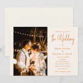 Simple Modern Beige Photo Wedding Kaart (Voorkant / Achterkant)