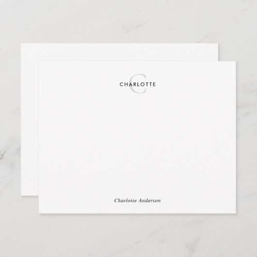 Simple Modern Black Gray Typography Monogram Notitiekaartje (Voorkant / Achterkant)
