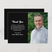 Simple Modern Black Photo Funeral Bedankkaart (Voorkant / Achterkant)