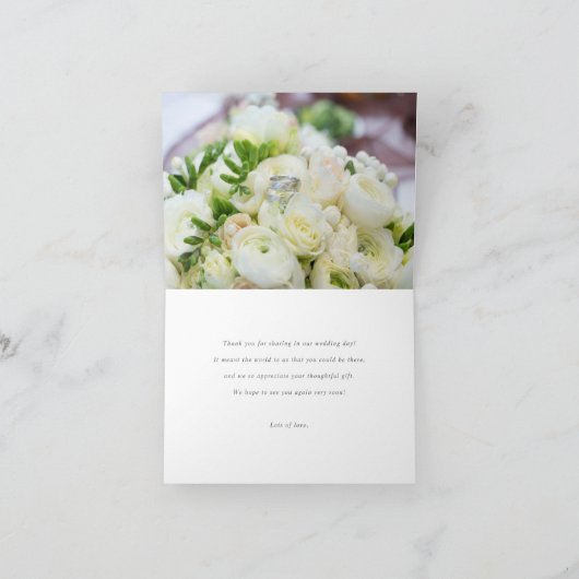 Simple Modern Black Script Photo Collage Wedding Bedankkaart (Binnen)