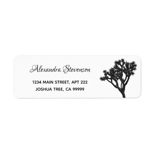 Simple Modern Black & White Joshua Tree Boho Etiket (Voorkant)