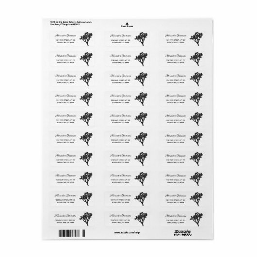 Simple Modern Black & White Joshua Tree Boho Etiket (Full Sheet)