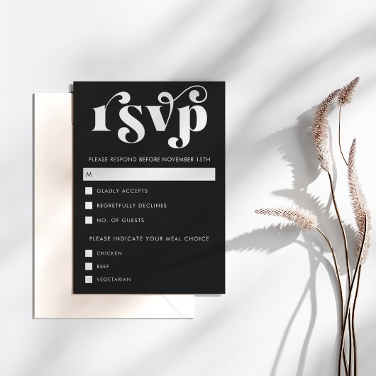 Simple Modern Black & White RSVP Card