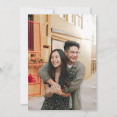 Simple Modern Black White Script Photo Weddenschap Save The Date (Achterkant)