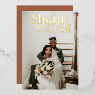 Simple Modern Boho   Foto bruiloft Hartelijk dank Folie Uitnodiging