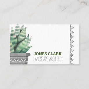 Simple Modern Boho Greenery Succulents Botanical Visitekaartje
