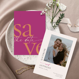Simple Modern Bold Photo Magenta Oranje Save The Date