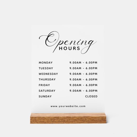 Simple Modern Business Opening Hours Display (Recto)