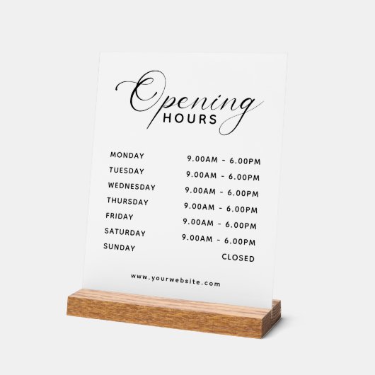 Simple Modern Business Opening Hours Display (Angle)