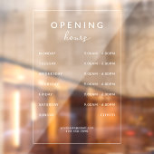 Simple Modern Business Opening Hours Transparent Raamsticker (Vel 2)